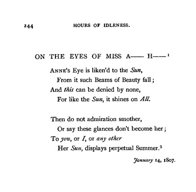 XL. Byron. On the eyes of miss A. H. XL. Byron. On the eyes of miss A. H.